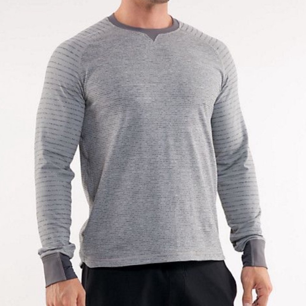 Vintage Lululemon Cypress Run Long Sleeve Rulu Heathered Slate Gray Stripe